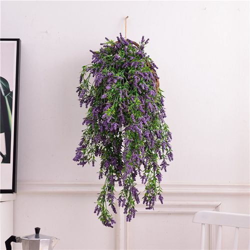 Artificial Lavender Flower Vine Garland Hanging Home Trailing Basket Plants